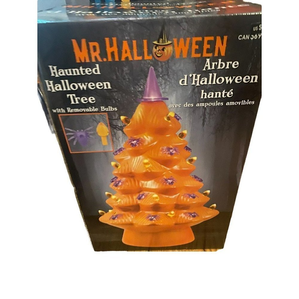 Mr. Halloween light up halloween tree orange haunted decor Cristmas NEW